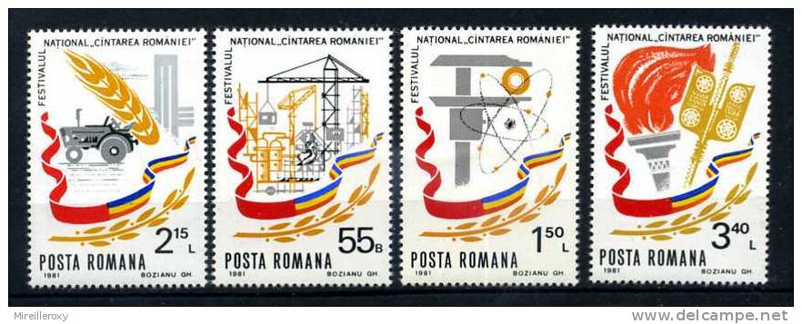 ROUMANIE / CINTAREA ROMANIEI / CULTURE / AGRICULTURE / TECHNOLOGIE / TRACTEUR / BLE / GRUE / CONSTRUCTION - Unused Stamps