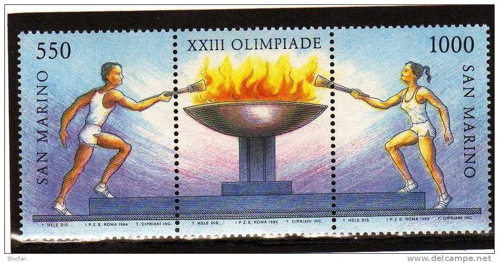 Flamme Sommer-Olympiade 1984 San Marino 1298/9 + Block 9 ** 4€ Los Angeles Blocchi Flam Bf Sport Bloc M/s Olympic Sheet - Collezioni & Lotti