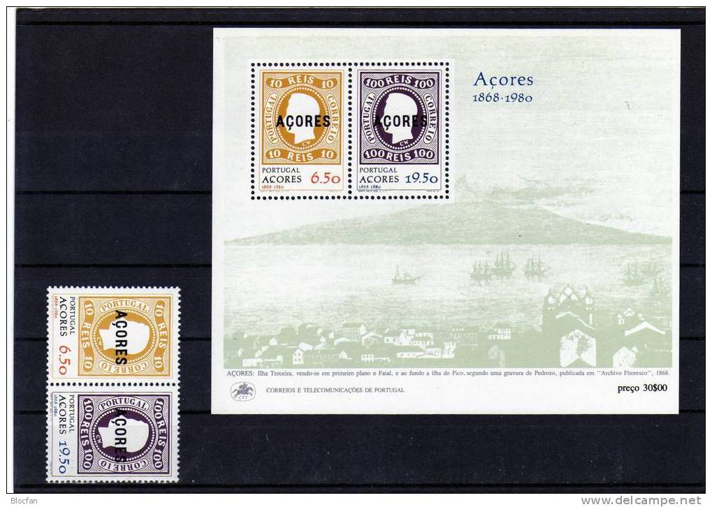 Erste Europäische Marken Portugal Der Insel Azoren 334/5 Plus Block 1 ** 10€ Sheet From Europa - Ponta Delgada