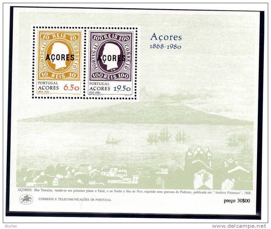 Erste Europäische Marken Portugal Der Insel Azoren 334/5 Plus Block 1 ** 10€ Sheet From Europa - Ponta Delgada