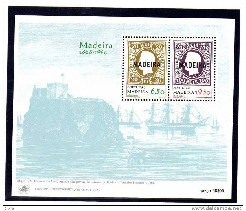 Erste Europäische Marken Portugal Der Insel Madeira 62/3 Plus Block 1 ** 10€ Stamp On Stamp Sheet From Europa - Funchal