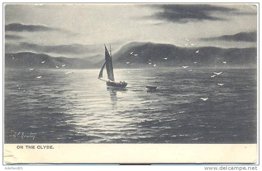 Raphael Tuck Moonlit Sea Series, On The River Clyde 1914 Finsbury Park Postmark - Tuck, Raphael