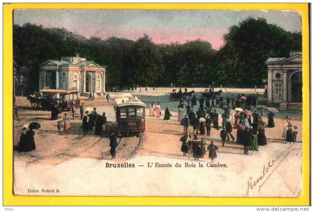 * Brussel - Bruxelles - Brussels * (Edition Richard 5) L'entrée Du Bois De La Cambre, Vieux Tram, Old Tram, Top Tramway - Bossen, Parken, Tuinen