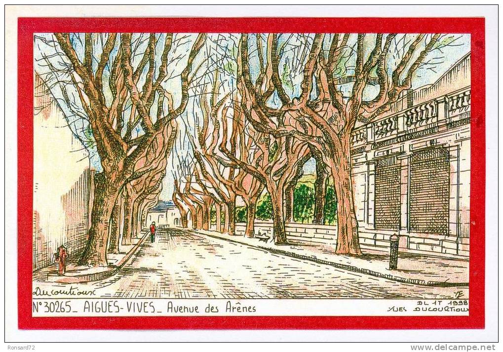 30 AIGUES VIVES - Avenue Des Arênes  - Illustration Yves Ducourtioux - Aigues-Vives