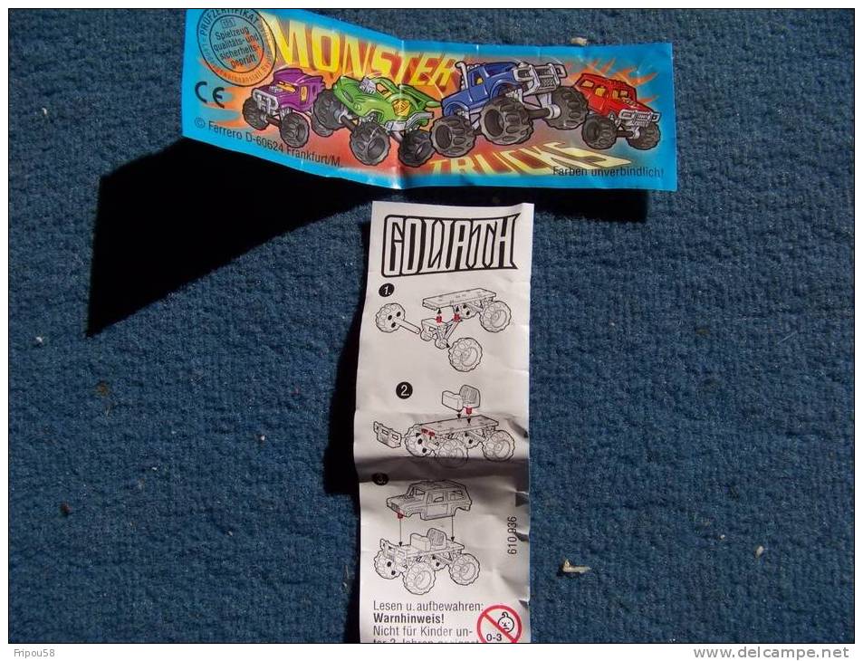 KINDER - BPZ Allemand MONSTER TRUCKS 610936 Goliath - Notices