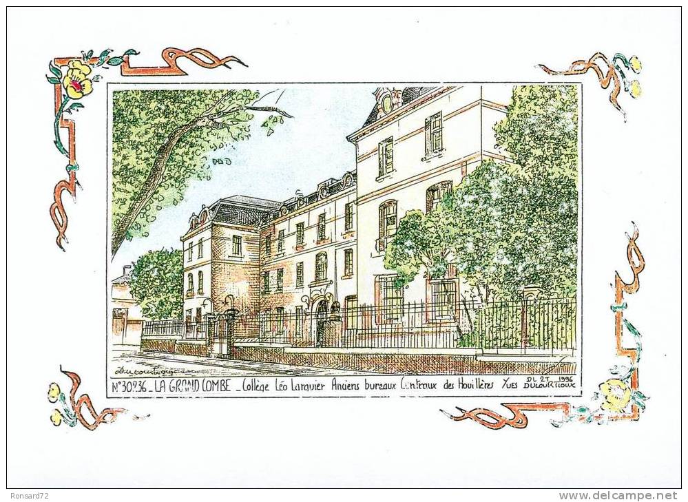 30 LA GRANDE COMBE - Collège Léo Larquier Anciens Bureaux Centraux Des Houillères  - Illustration Yves Ducourtioux - La Grand-Combe