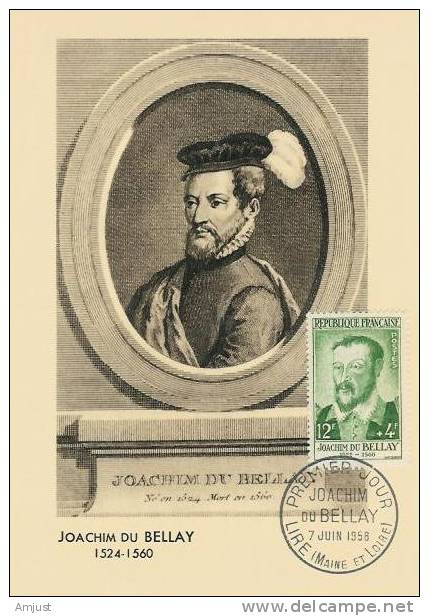 Carte Maximum,Maxi Cards,Joachim Du Bellay, Poète - Autres & Non Classés