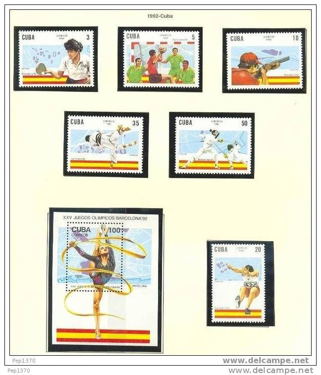 CUBA 1992 - KUBA - OLYMPICS BARCELONA 1992 - YVERT 3180/85 + BF 128 - MICHEL 3547/52 + BLOCK 127 SCOTT 3382/87 + SS 3388 - Handball