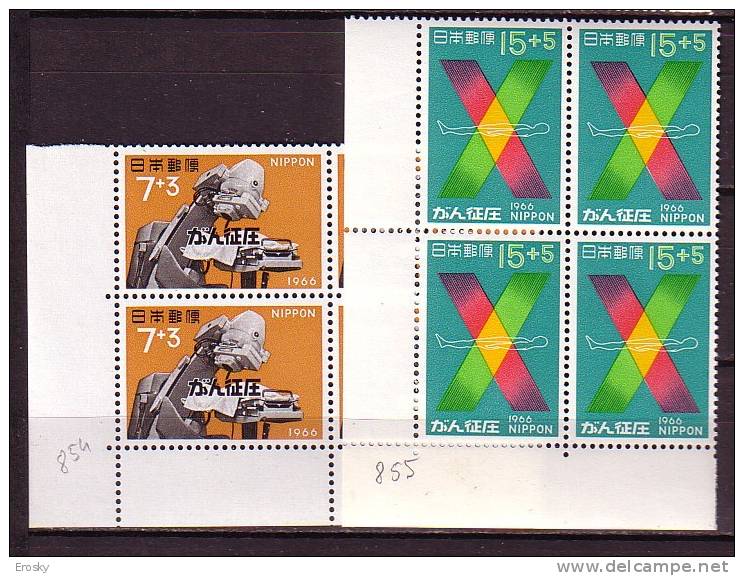 J2943 - JAPON JAPAN Yv N°854/55 ** CONTRE LE CANCER BLOC - Unused Stamps
