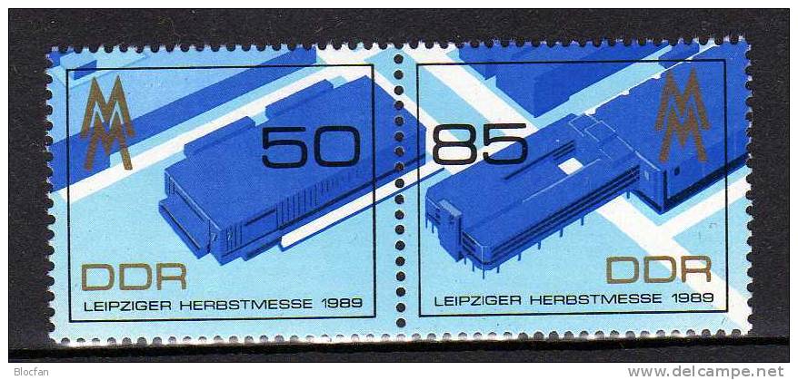 Leipziger Herbstmesse 1989 Westtor DDR 3267/8,ZD+ Block 99 ** 6€ Leipzig Messe Blocchi Bf M/s Bloc Fair Sheet Of Germany - Se-Tenant