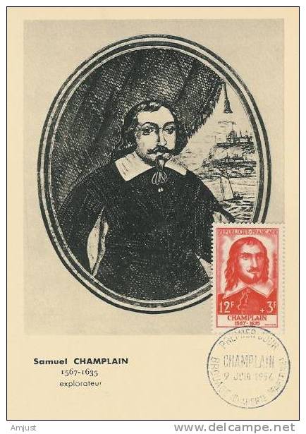 Carte Maximum,Maxi Cards, Samuel Champlain, Explorateur - 1950-1959