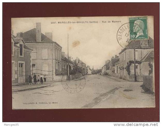 Marolles Les Braults Rue De Mamers édit.dolbeau N° 2337 Animée Café Champroux Belle Carte - Marolles-les-Braults