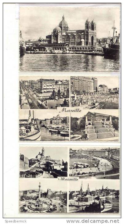 14157 Marseille , Neuf Cartes .  Port  Escalier Gare Longchamp Castellane Porte Aix Barque MA  19141,6849,6540 - Monuments