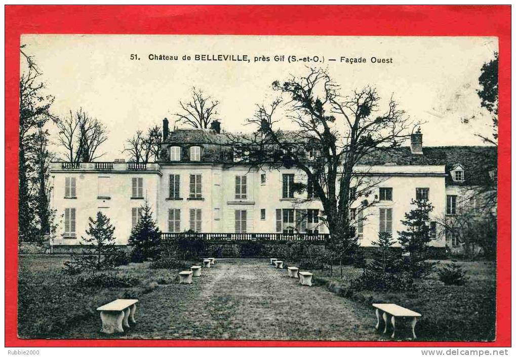 GIF 1926 CHATEAU DE BELLEVILLE FACADE OUEST CARTE EN BON ETAT - Gif Sur Yvette