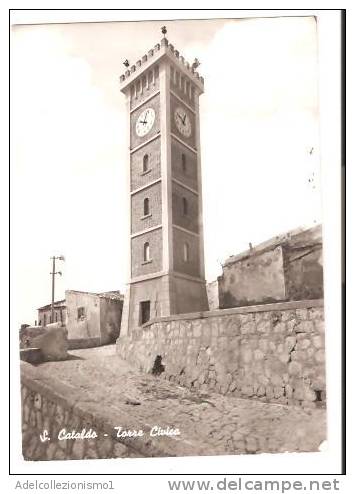 21946)cartolina Illustratoria  S. Cataldo - Torre Civica - Caltanissetta