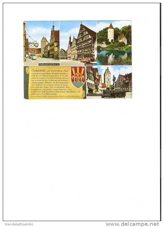 AK DINKELSBÜHL Eine 1000 Jährige Stadt Mit Wappen Und Chronik Mehrbildkarte 4 Bilder Oldtimer  Faulturm - Dinkelsbuehl