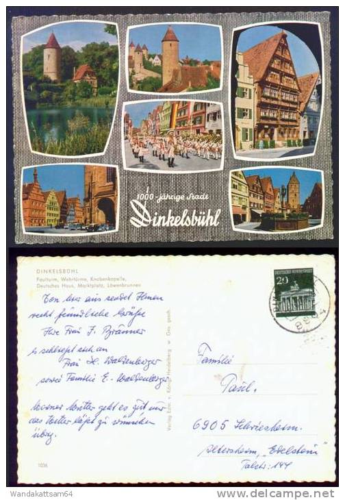 AK 1000-jährige Stadt Dinkelsbühl Mehrbildkarte 6 Bilder -6.11.69 - 9 Nach 6905 Schriesheim VW-Käfer Oldtimer - Dinkelsbuehl