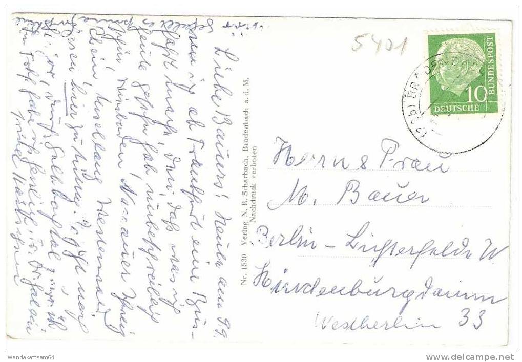 AK Brodenbach A. D. Mosel "Blick V. D.  Hubertushöhe" 11.9.57 (22b) BRODENBACH Nach Berlin - Lichterfelde - Mayen