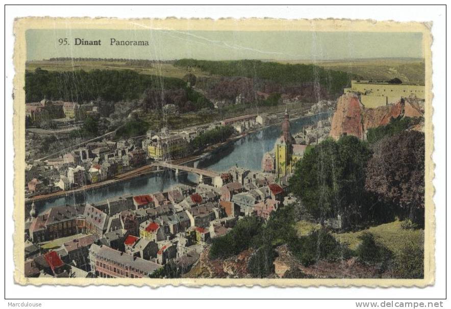 Dinant. Panorama. Meuse, Pont, église, Citadelle. Maas, Brug, Kerk, Citadel. Colorisée. Gekleurd. - Florennes