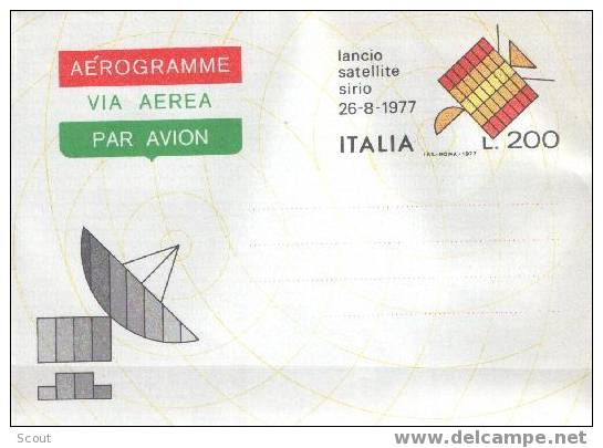 ITALIA - ITALIE - ITALY - 1977 - AEROGRAMMA L. 200 - LANCIO SATELLITE SIRIO ** - Europa