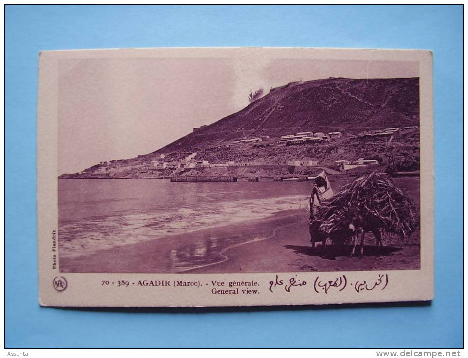 Agadir - Vue  Générale  - Maroc  - Légende Français Arabe - Animée Homme + Ane - Agadir