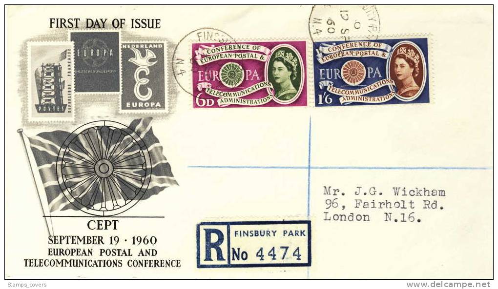 UNITED KINGDOM  FDC MICHEL 341/42 EUROPA 1960 - 1960