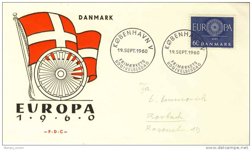 DENMARK  FDC MICHEL 386 EUROPA 1960 - 1960