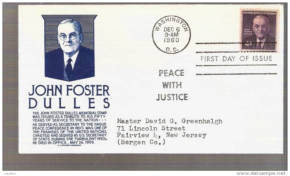 FDC John Foster Culles - Scott # 1172 - 1951-1960