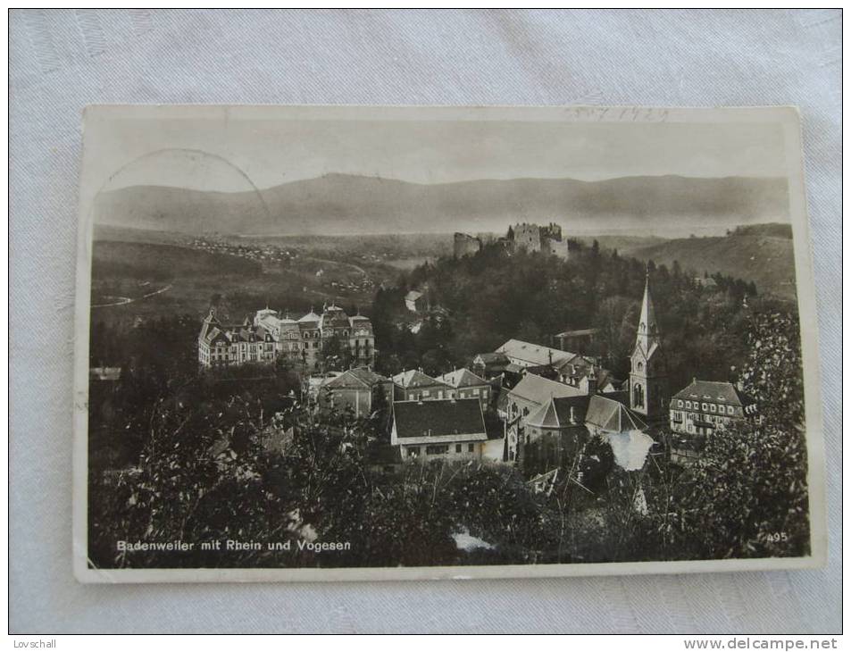 Badenweiler Mit Rhein Und Vogesen. (26 - 7 - 1929) - Badenweiler