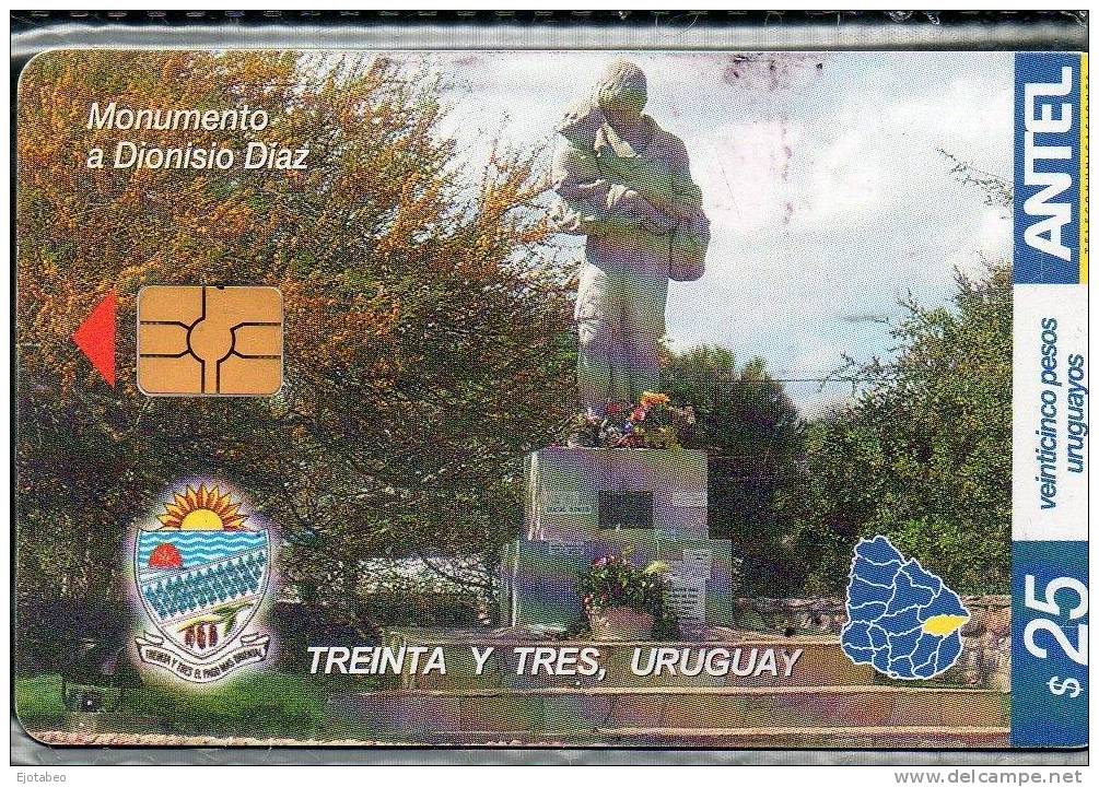 44 URUGUAY Tarj.Telef.376a-Monumrnto A Dionisio Díaz-Treinta Y Tres. - Uruguay