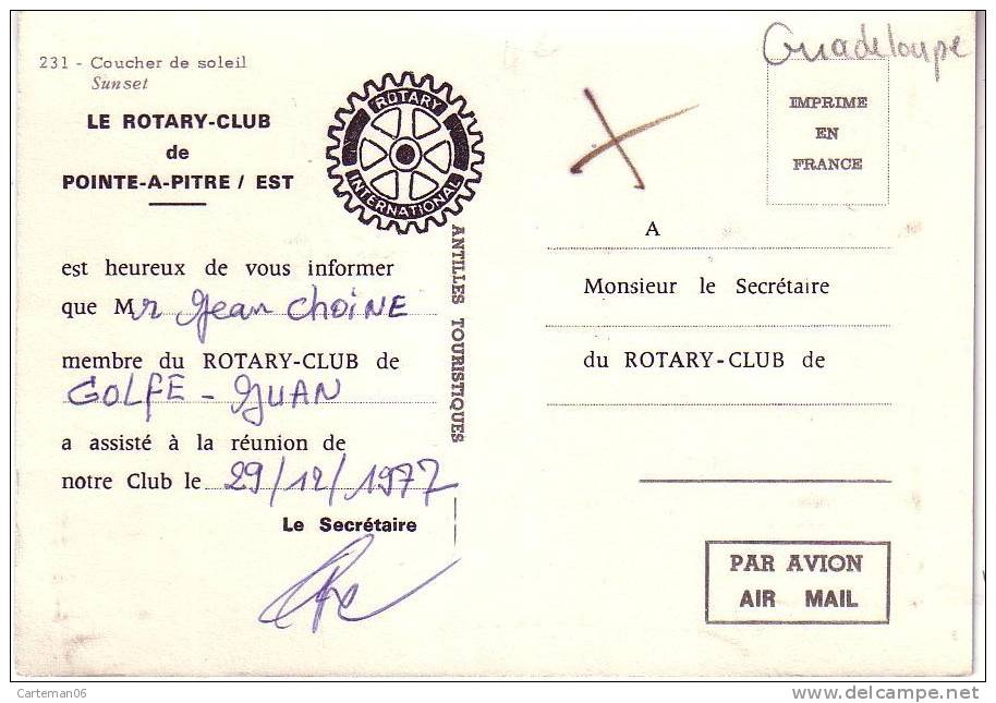 Guadeloupe - Coucher De Soleil - Repicage Du Rotary-Club De Pointe à Pitre - Pointe A Pitre