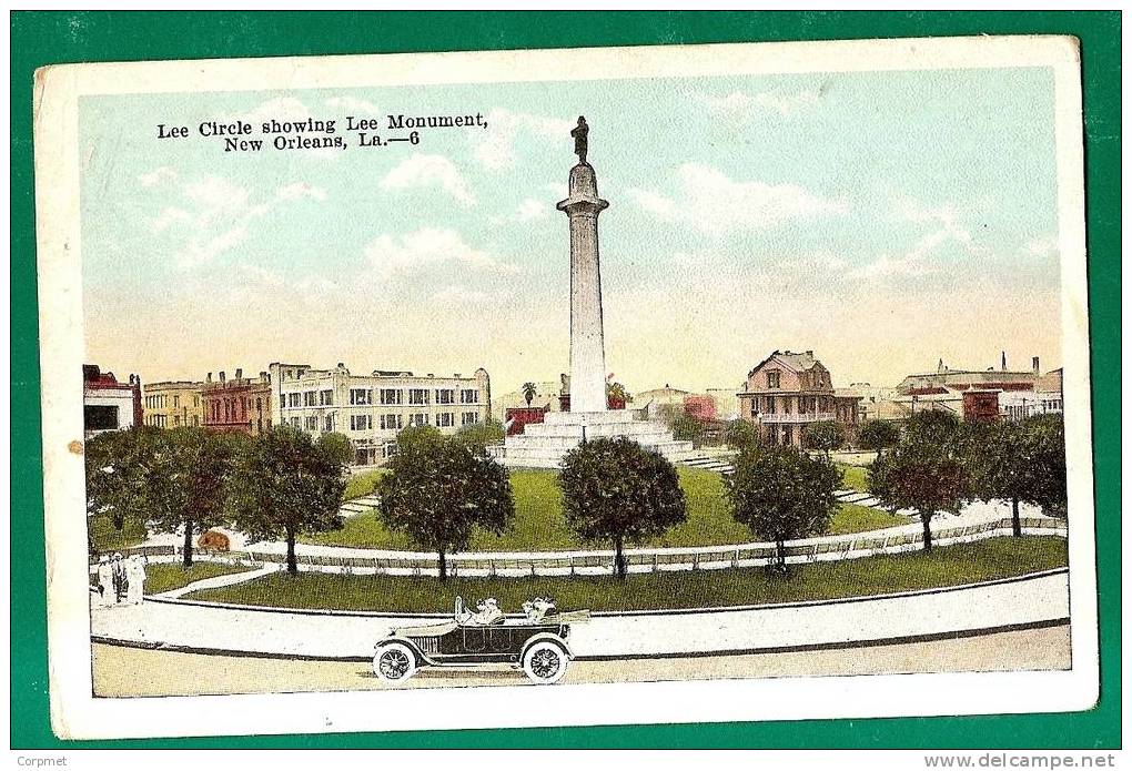 NEW ORLEANS - LEE CIRCLE Showing LEE MONUMENT - Unused Postcard Showing CAR And PEOPLE WALKING - New Orleans