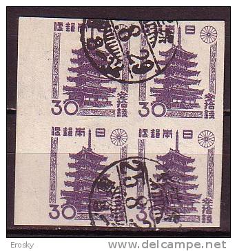 J2300 - JAPON JAPAN Yv N°362  BLOCK OF FOUR - Usati