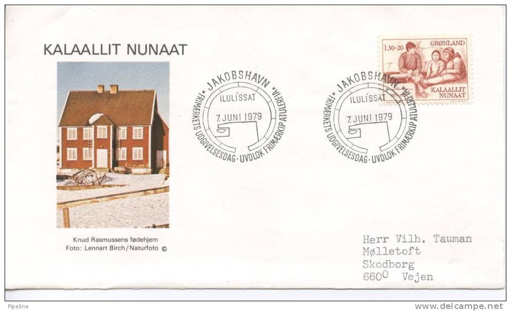 Greenland FDC The Birthplace Of Knud Rasmussen 7-6-1979 With Cachet Sent To Denmark - FDC