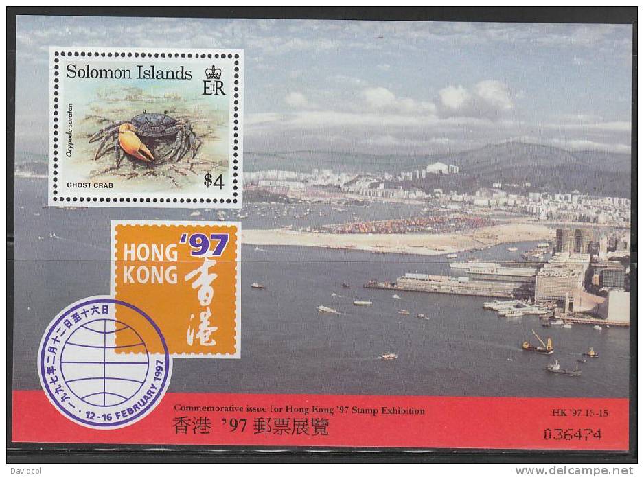 R250.-.Solomon Is #746a MNH 1997 Ghost Crab S/S /  HONG KONG`97 - Crustaceans