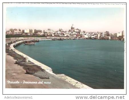 21974)cartolina Illustratoria  Marsala -  Panorama Dal Mare - Marsala