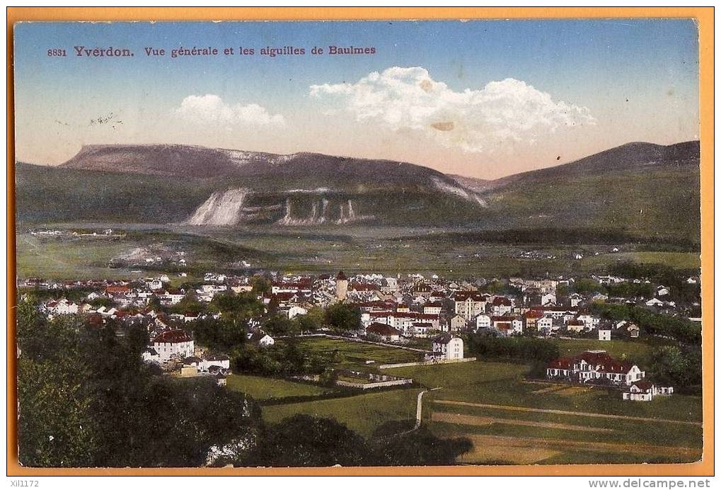 E514 Yverdon, Vue Générale Et Les Aiguilles De Baulmes. Cachet Yverdon 1914 Vers Baulmes. - Baulmes