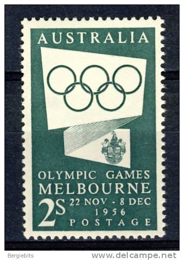 1955 Australia MNH 2 Shillings Olympics Green Scott # 286 - Mint Stamps