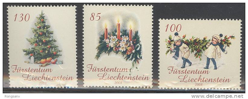 2008 LIECHTENSTEIN CHRISTMAS 3V - Unused Stamps