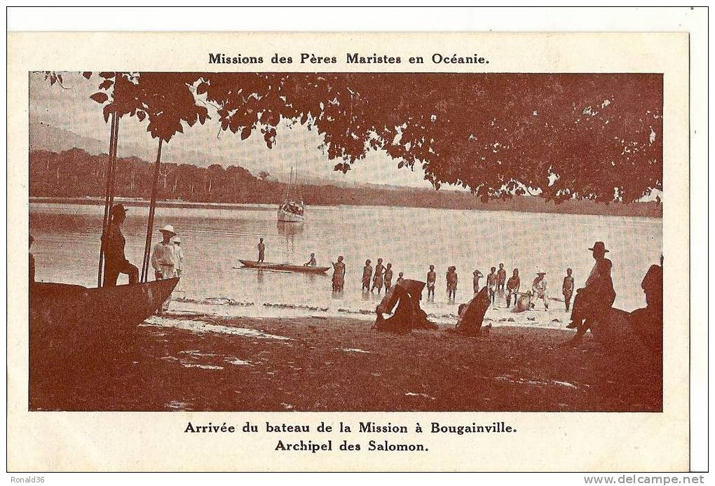 CP Océanie: Archipel SALOMON, Missions Des Pères Maristes ,arrivée Du Bateau à BOUGAINVILLE - Salomon