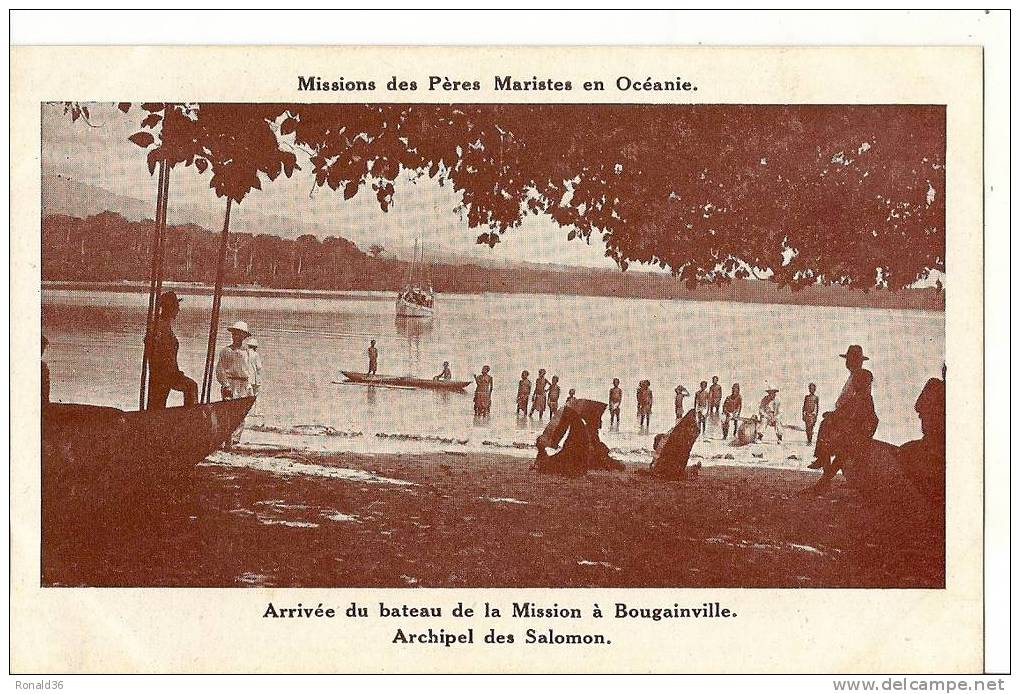 CP Océanie: Archipel SALOMON, Missions Des Pères Maristes ,arrivée Du Bateau à BOUGAINVILLE - Solomon Islands