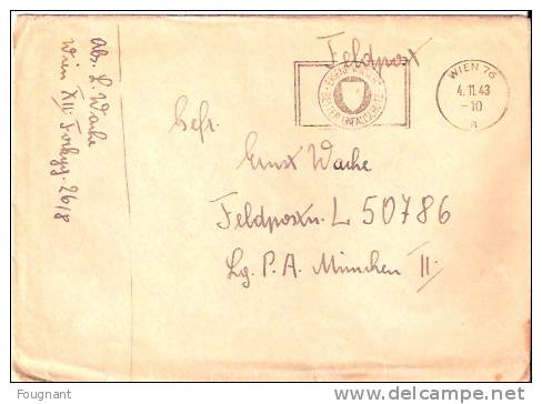 AUTRICHE:lettre De 1943 Vers München.FELDPOST.(enveloppe) - Covers & Documents