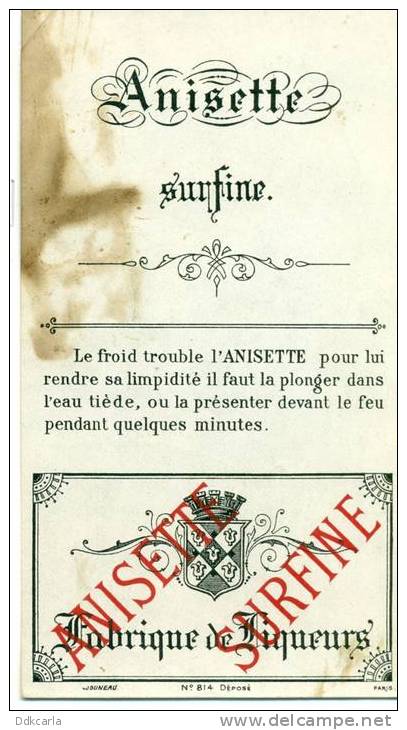 Oud Etiket - Anisette Surfine - Fabrique De Liqueurs - Andere & Zonder Classificatie