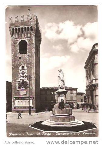 22033)cartolina Illustratoria  Recanati - Torre Del Borgo E Monumento A G. Leopardi - Macerata