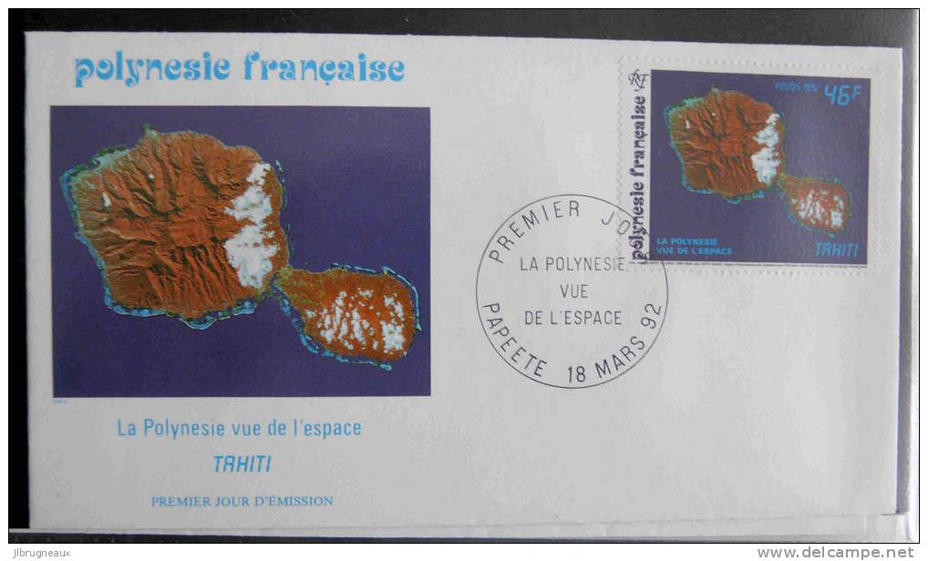 YT 405 à 407 Enveloppe 1er Jour - POLYNESIE FRANCAISE - 1992 - Année Internationale De L'espace - FDC