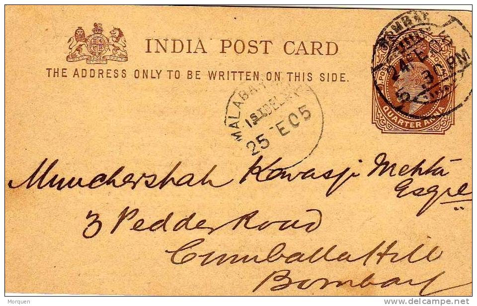 1613. Tarjeta Privada India Iglesa. Bombay 1905. Privat Card - Covers & Documents