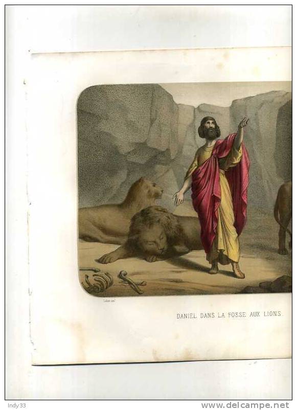 - DANIEL DANS LA FOSSE AUX LIONS . LITHO EN COULEURS DU XIXe S; - Religion & Esotérisme