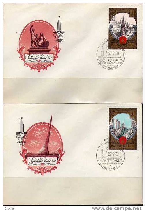 Tourismus Serie II Zur Olympiade Kalinin-Prospekt Moskau 1980 Sowjetunion 4927/8 FDC 18€ Olympic Cover Of USSR CCCP SU - Covers & Documents