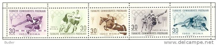 TURKEY : 1960 : Y.BF10** : OLYMPICS,ROMA 1980,ATHLETICS,FOOT-BALL,EQUETRIANISM,JUMPING,BASKET-BALL,WRESTLING, - Summer 1960: Rome