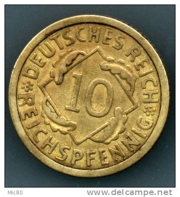 Allemagne 10 Pfennig 1925 E Ttb - 10 Rentenpfennig & 10 Reichspfennig
